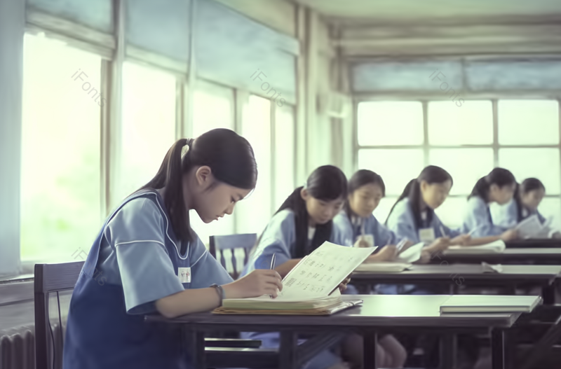 干净的教室里在认真学习的学生,高清,摄影图,摄影图片,图片大全,摄影图免费下载